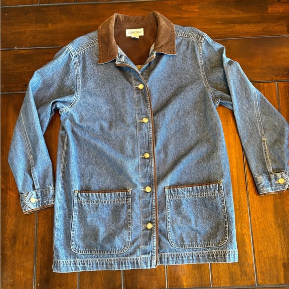 Cabin Creek Vintage Blue Denim Barn Jacket with Brown Corduroy Collar Size S - Picture 10 of 11